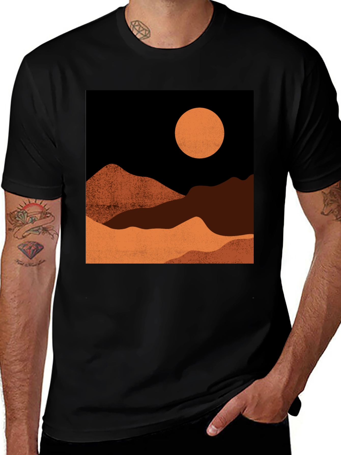 Variant 26 of Abstract Desert Scene Graphic Tee - Black