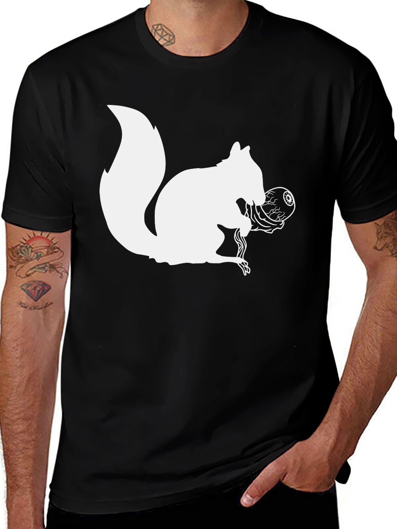 Variant 8 of Squirrel Eyeball Graphic Tee - Quirky Black T-Shirt