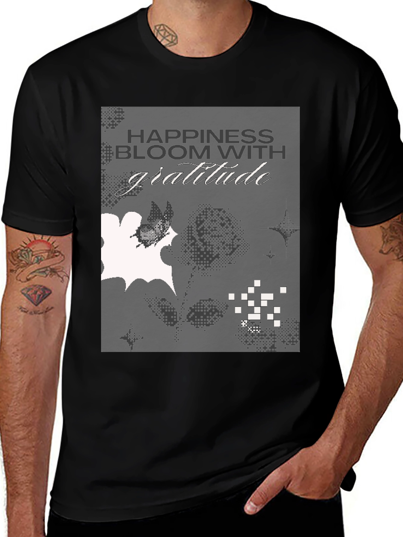 Variant 16 of Gratitude Graphic Tee - Black Cotton Blend