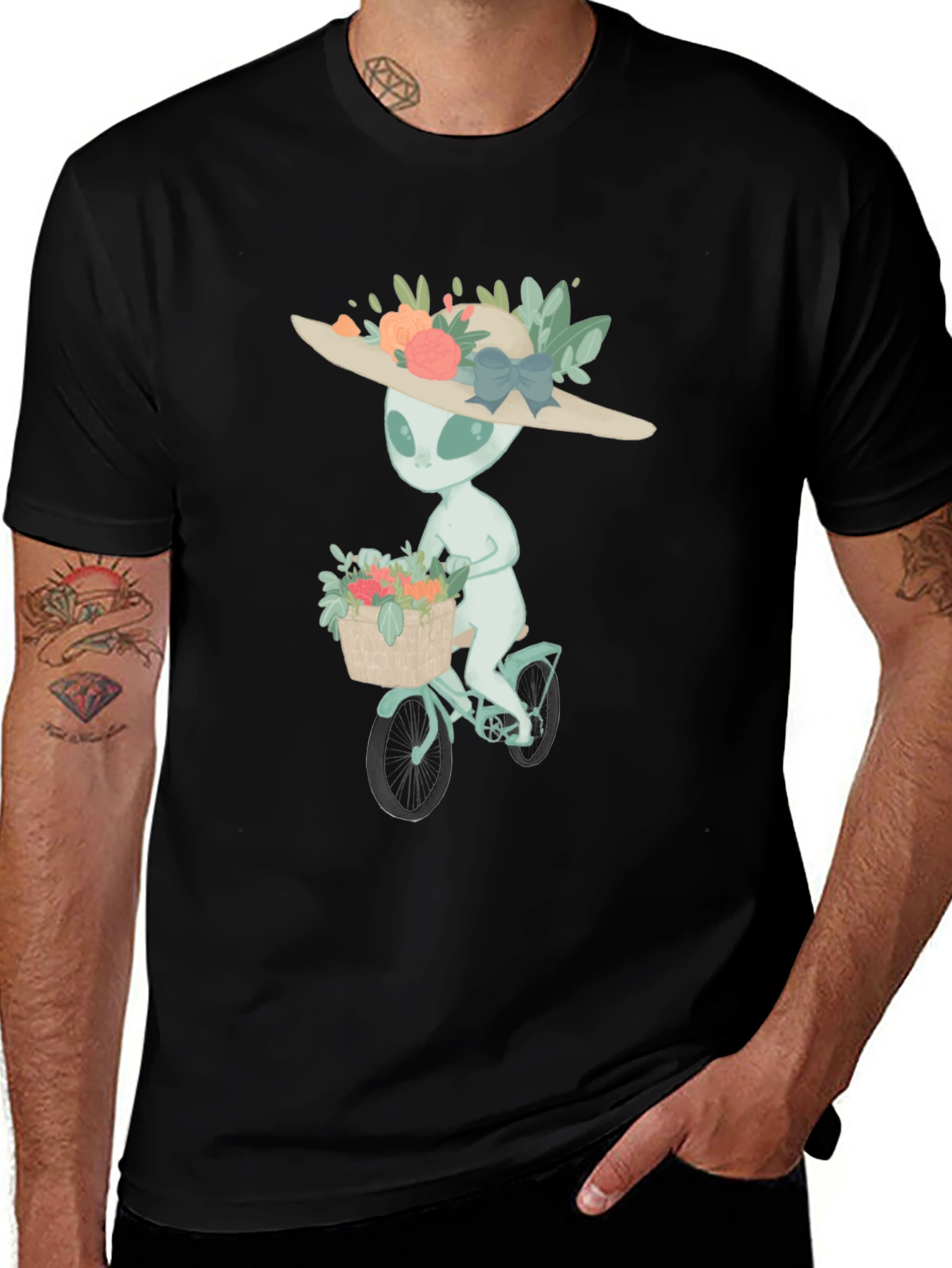 Variant 2 of Alien on Bike Graphic Tee - Unisex Black T-Shirt
