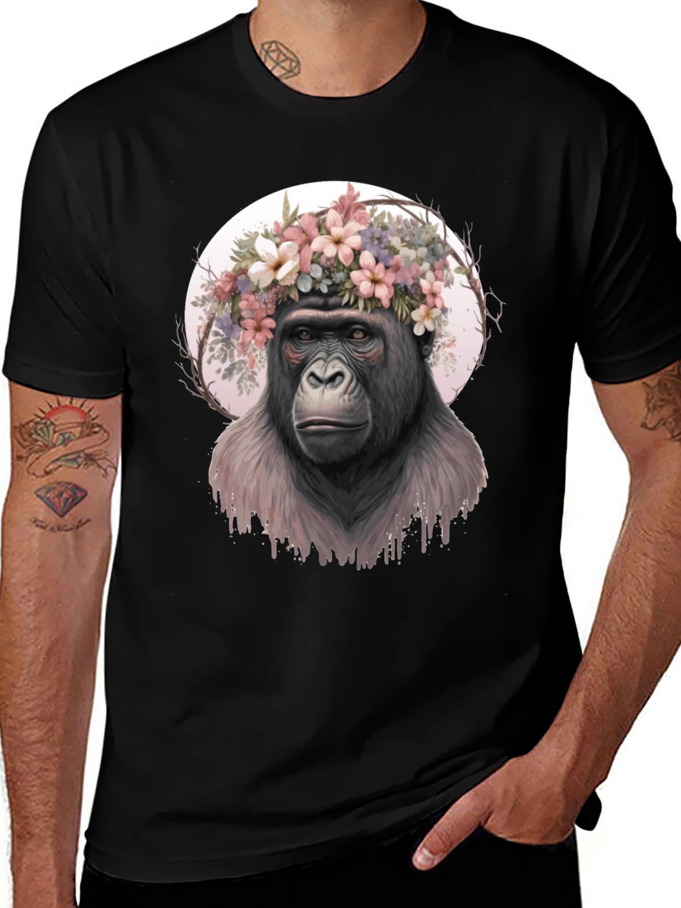 Variant 15 of Gorilla Flower Crown Graphic Tee