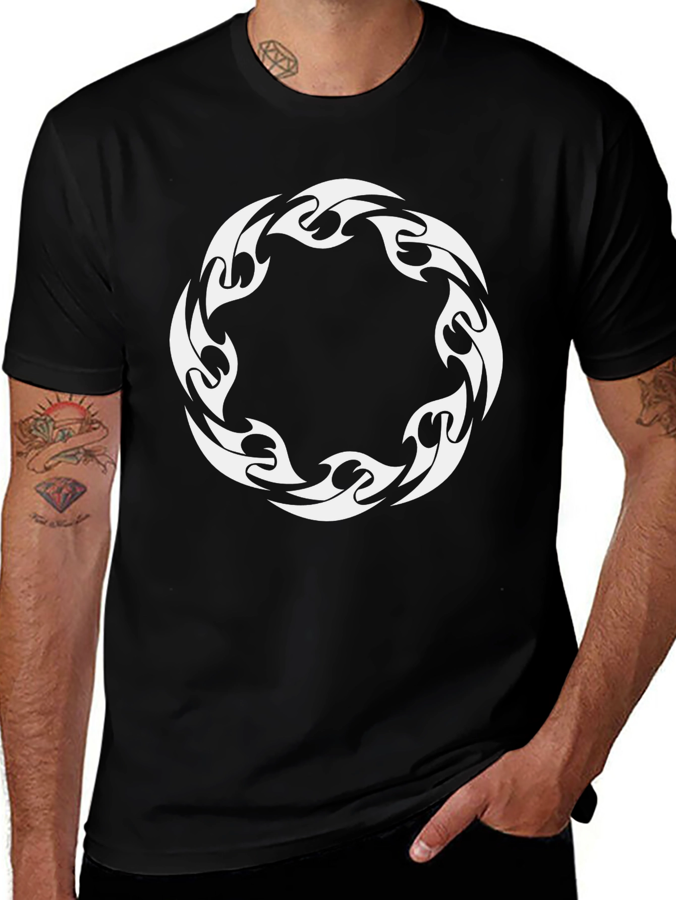 Tribal Circle Graphic Black T-Shirt