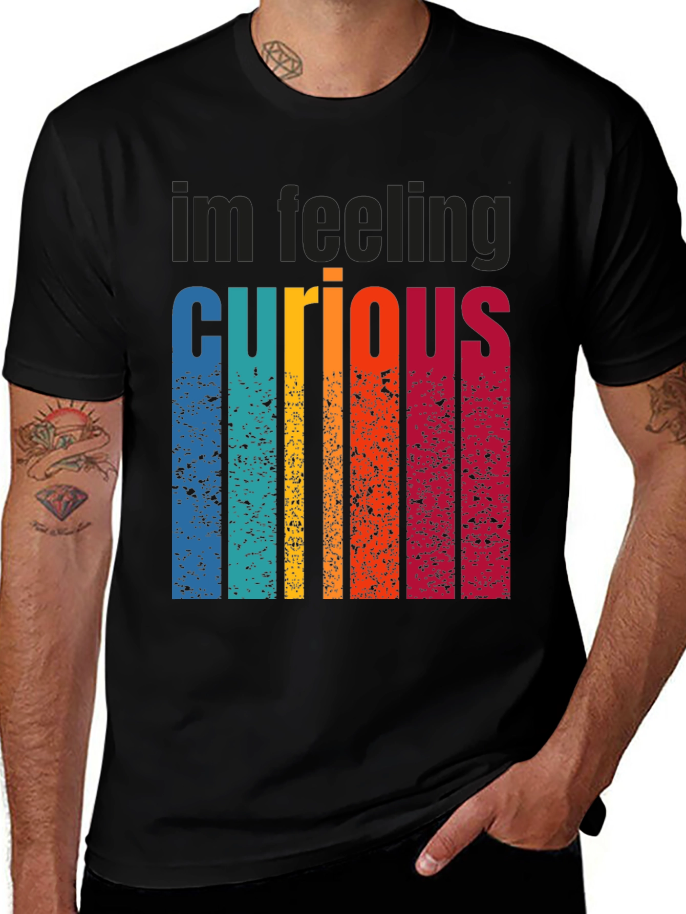 Curious Retro Striped Graphic T-Shirt