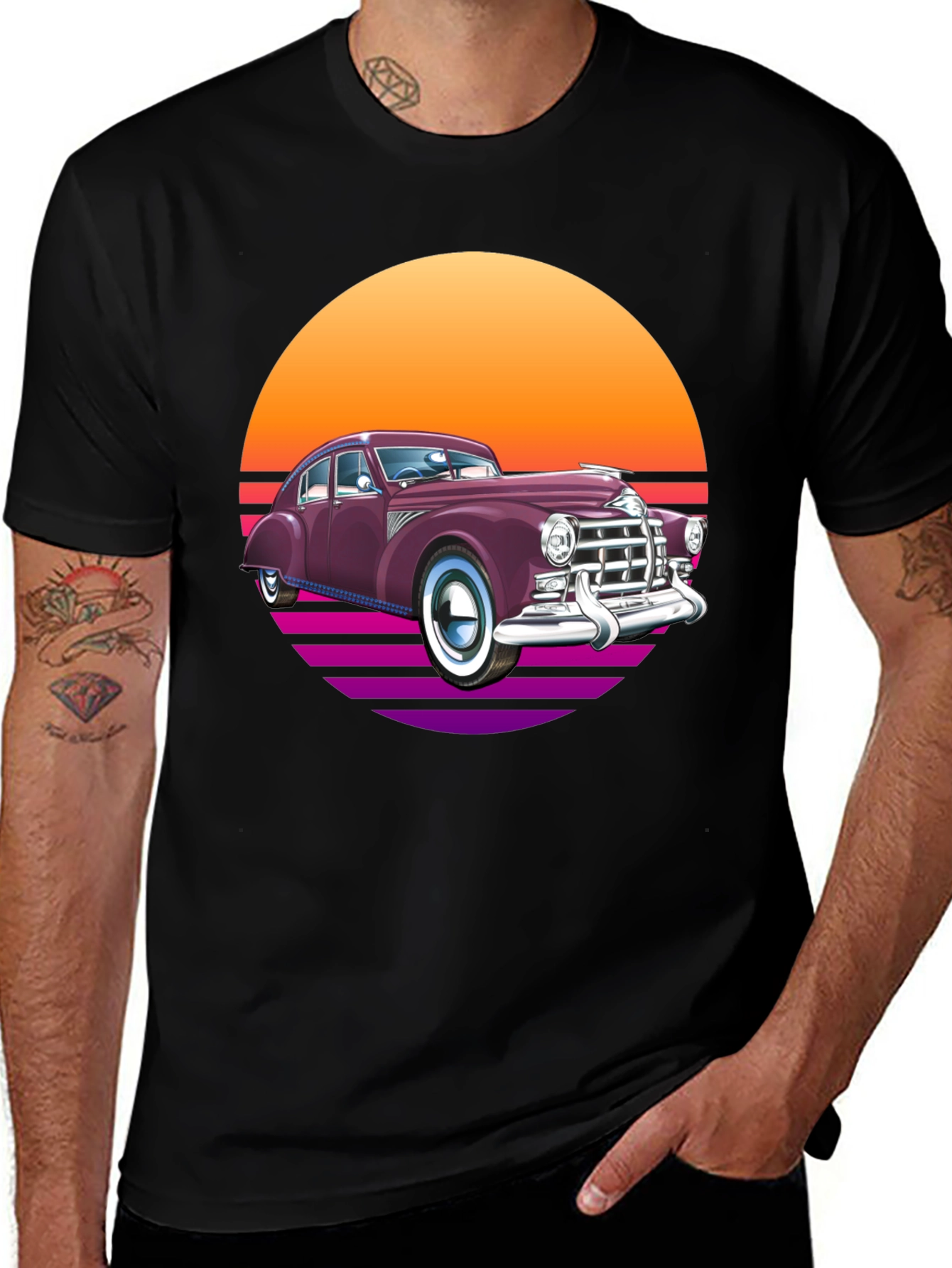 Retro Sunset Car Graphic Tee