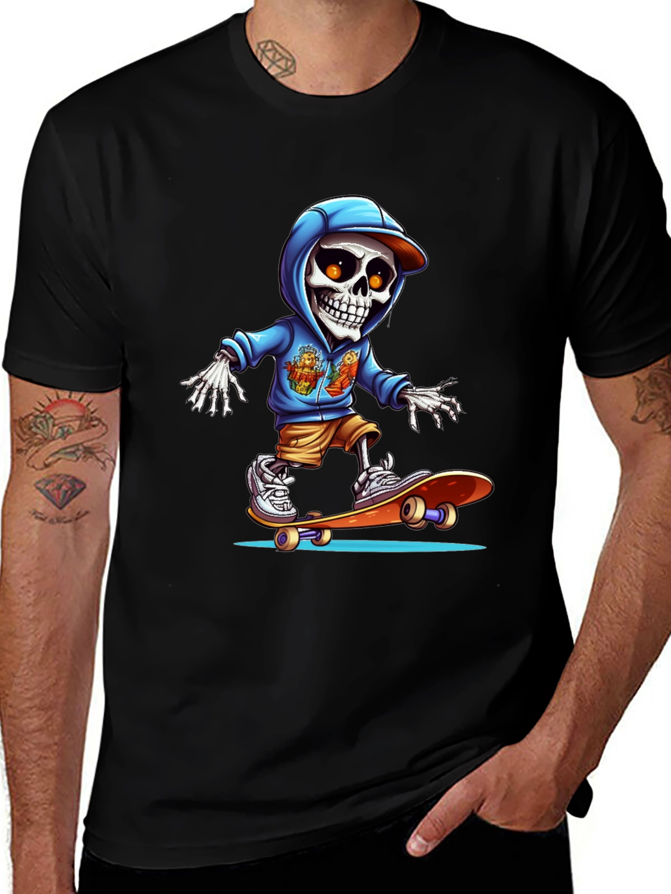 Variant 18 of Skateboarding Skeleton Graphic Tee