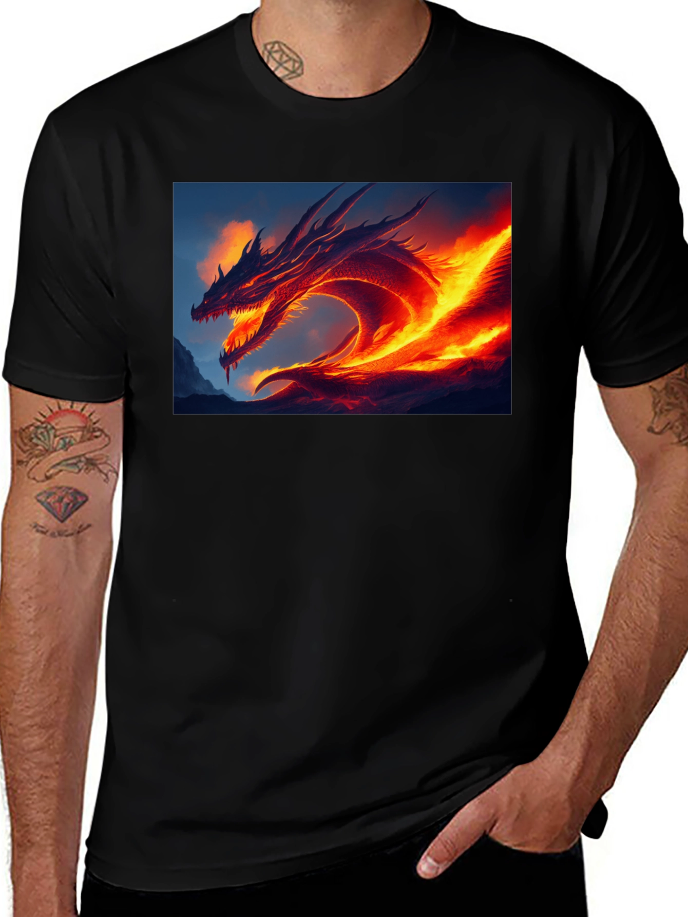 Variant 4 of Fiery Dragon Graphic Tee - Unleash Your Inner Power!