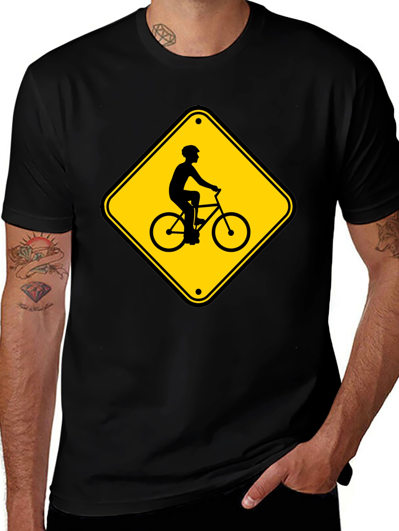 Variant 8 of Bicycle Crossing Black Tee Shirt