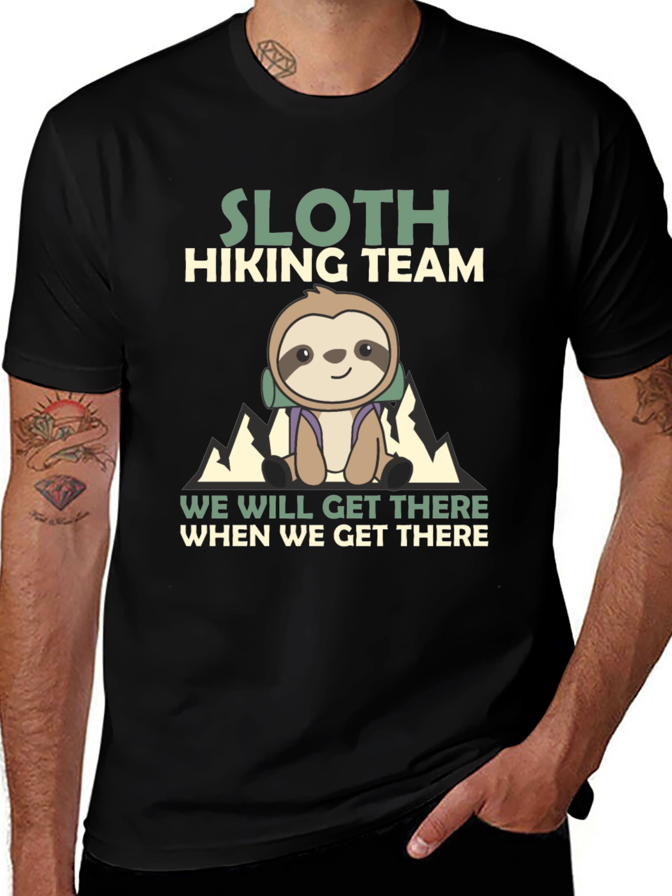 Variant 29 of Sloth Hiking Team T-Shirt Funny Graphic Tee