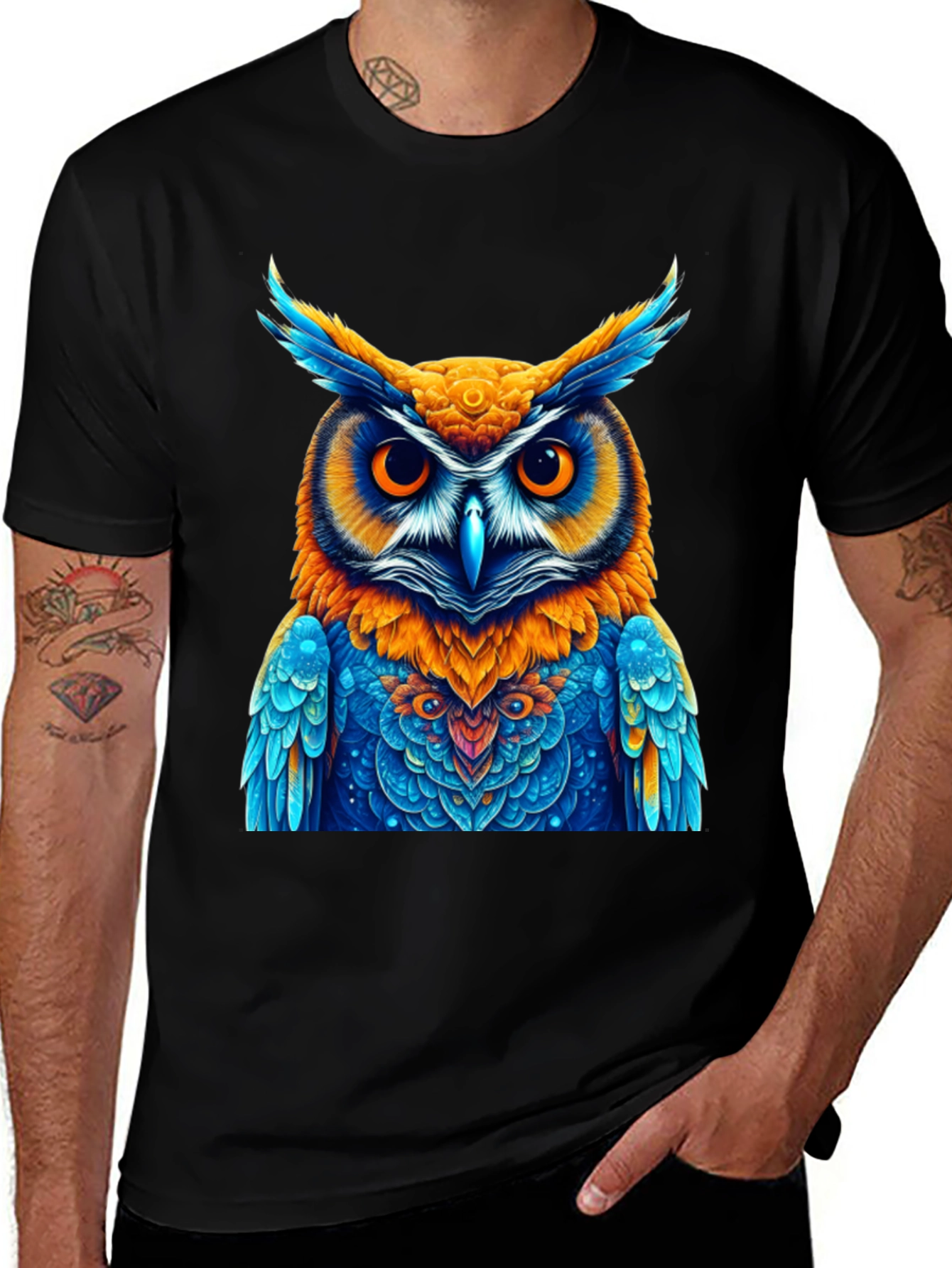 Variant 24 of Vibrant Owl Graphic Tee - Unique Artistic Design