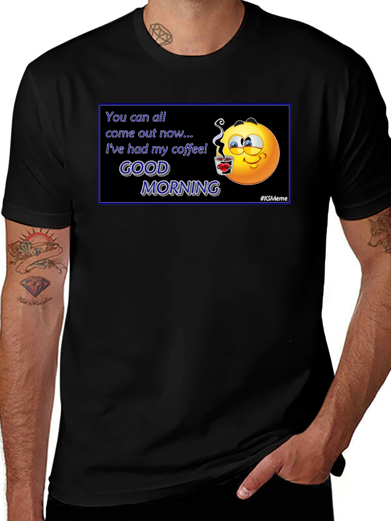 Variant 16 of Funny Coffee Emoji T-Shirt - Good Morning Meme Tee