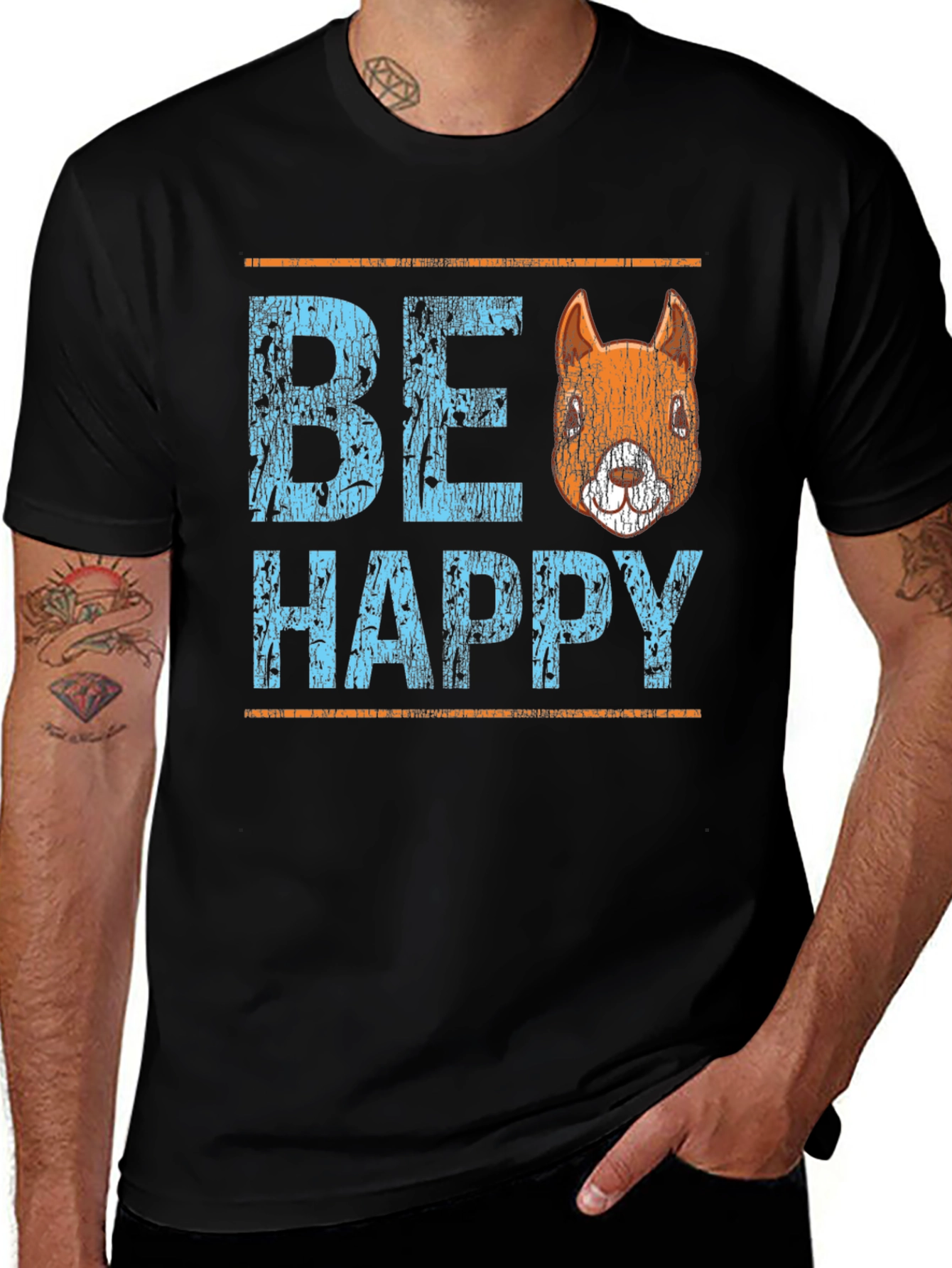 Variant 19 of Be Happy Squirrel Graphic T-Shirt - Black