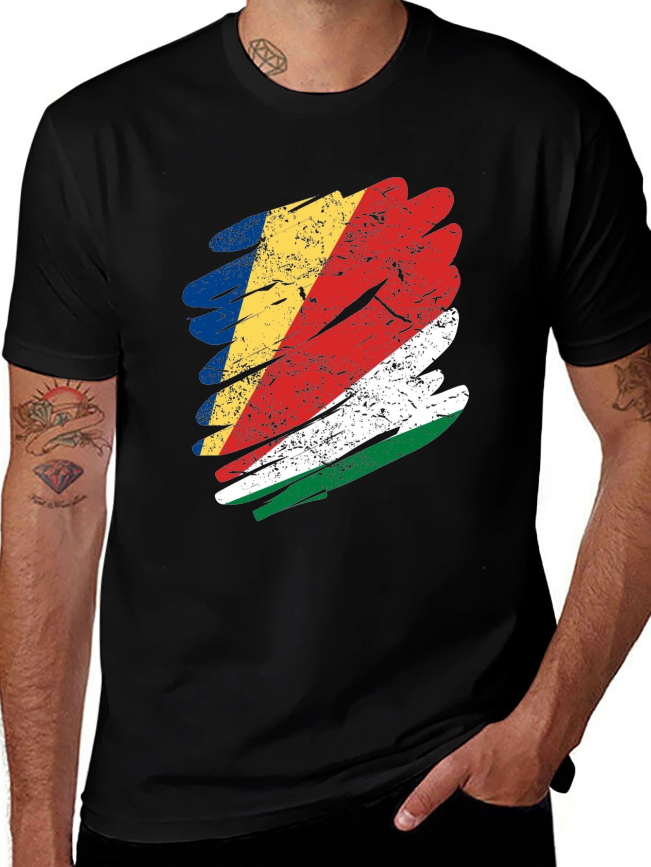 Seychelles Flag T-Shirt - Distressed Graphic Tee