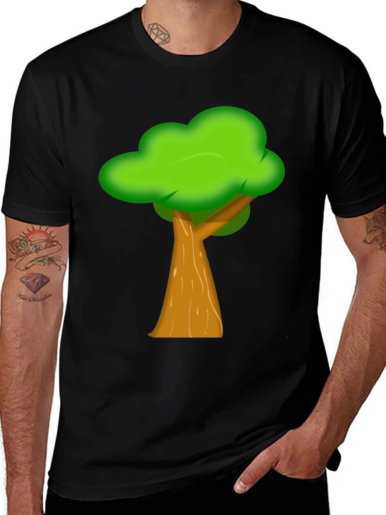 Variant 21 of Cartoon Tree Graphic Black Tee Shirt