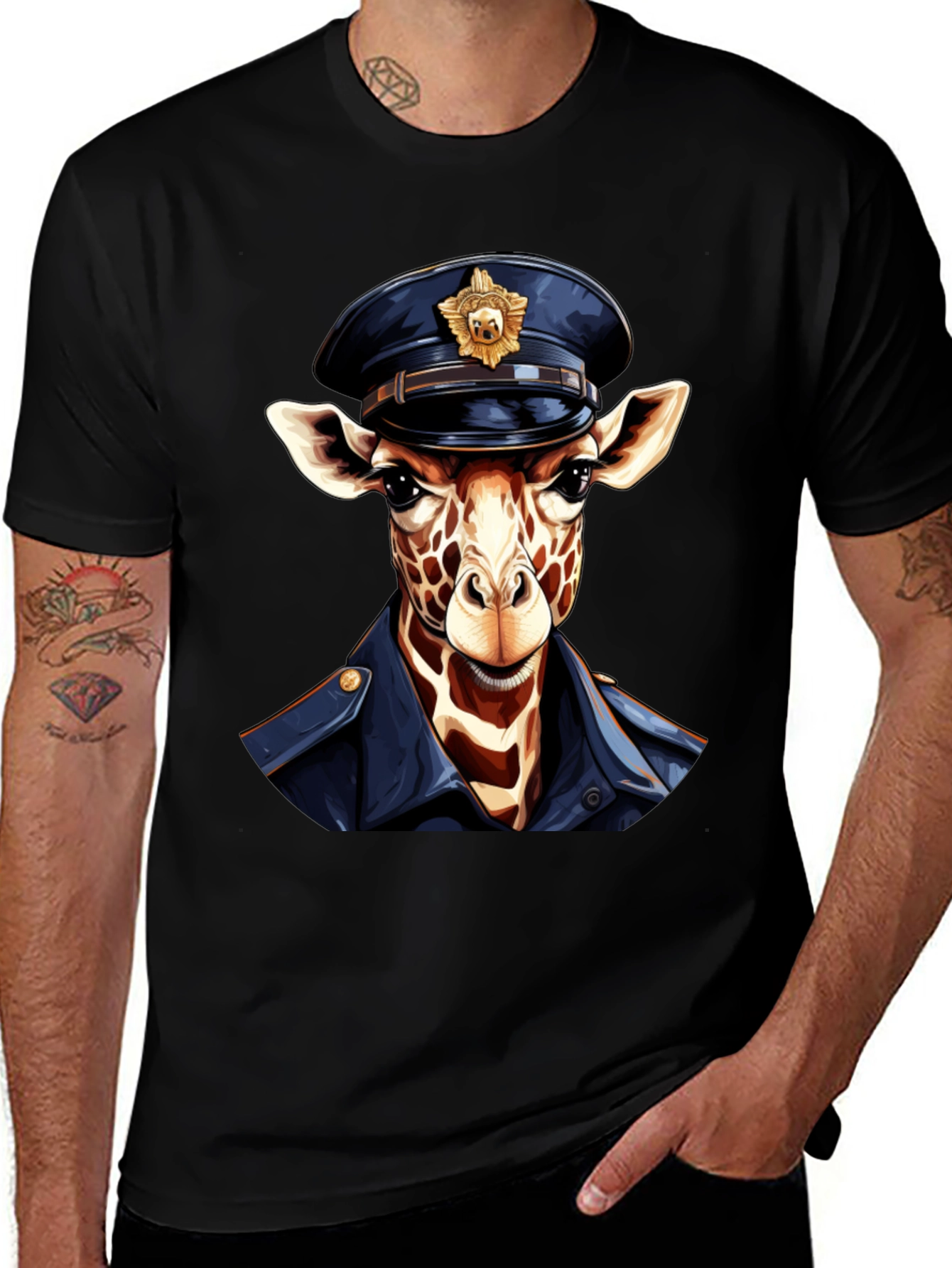 Variant 15 of Giraffe Police Officer Graphic T-Shirt