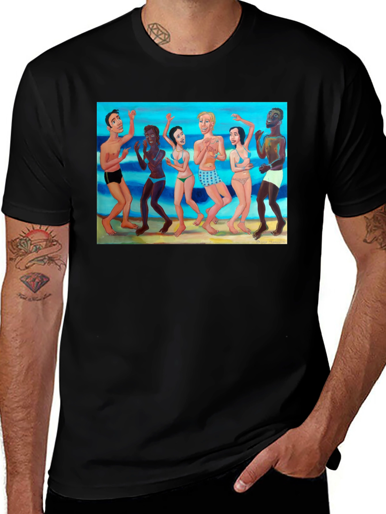Variant 16 of Fun Beach Party Graphic Tee - Black