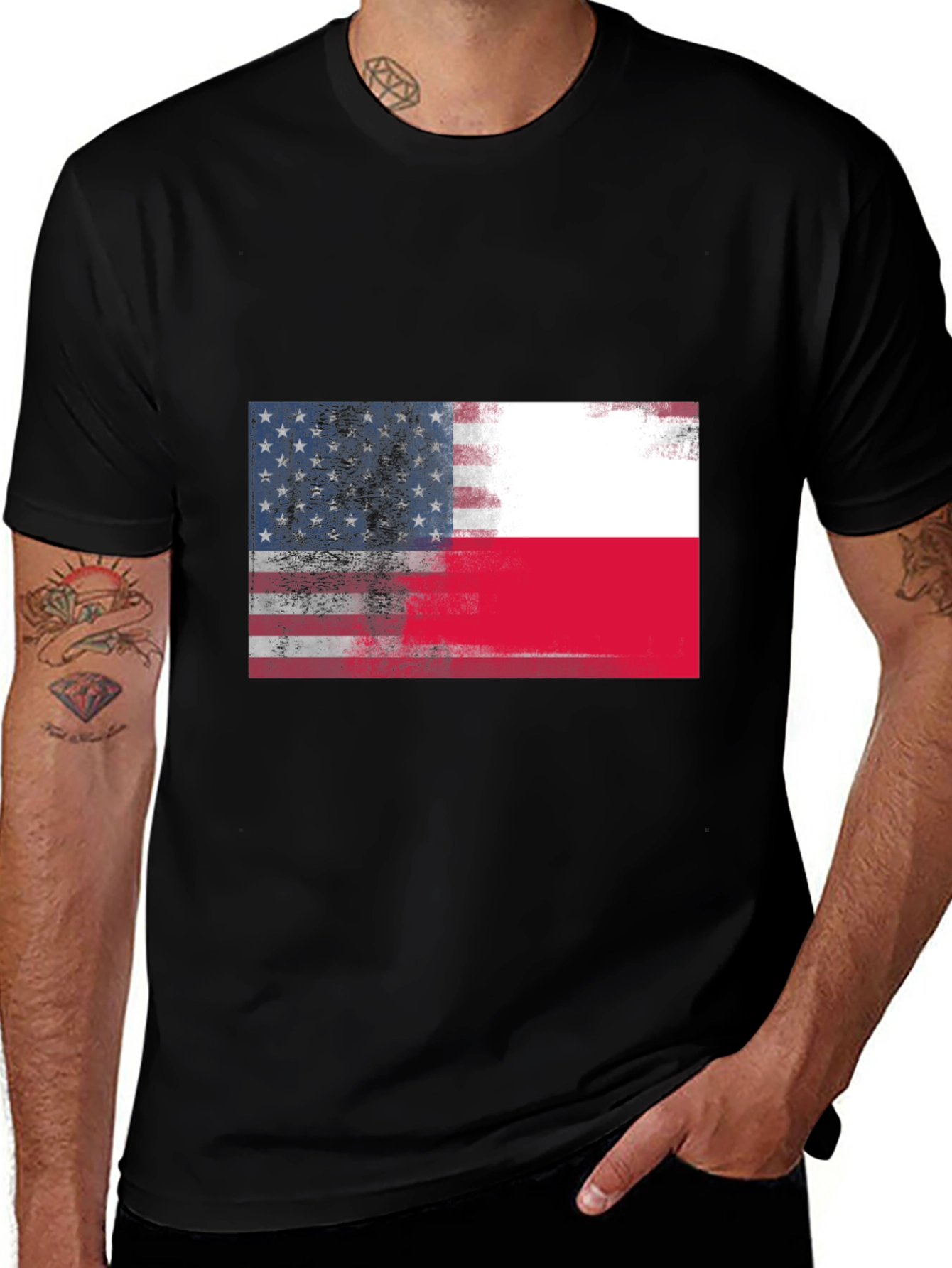 Variant 26 of USA & Poland Flags Graphic T-Shirt