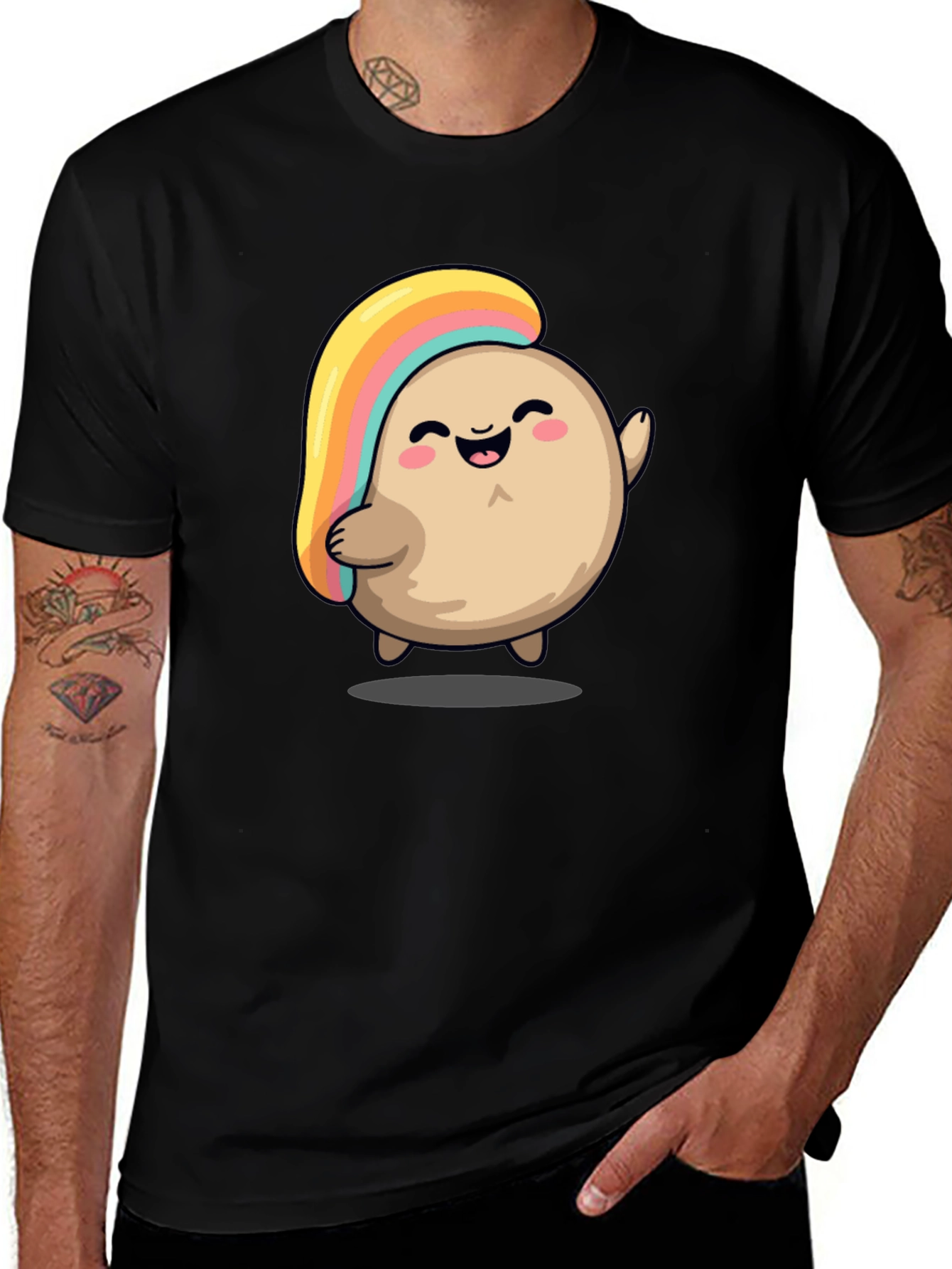 Variant 13 of Cute Cartoon Rainbow Hair T-Shirt