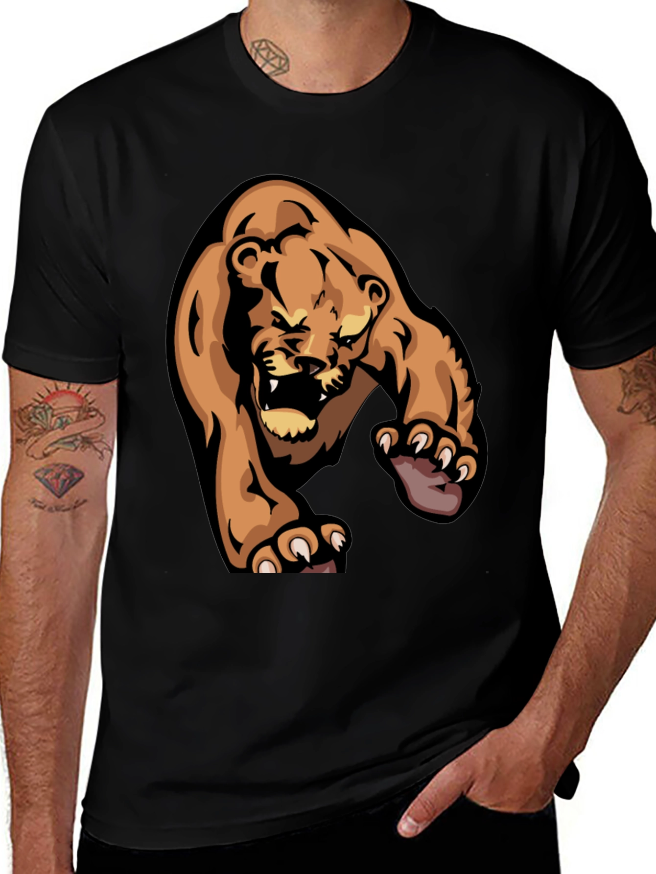 Variant 25 of Black T-Shirt with Lion Graphic Print