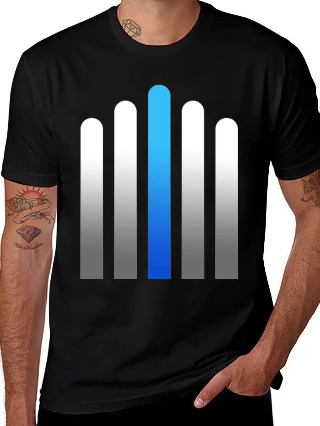 Variant 21 of Modern Gradient Bar Graphic Tee - Soft Cotton Blend