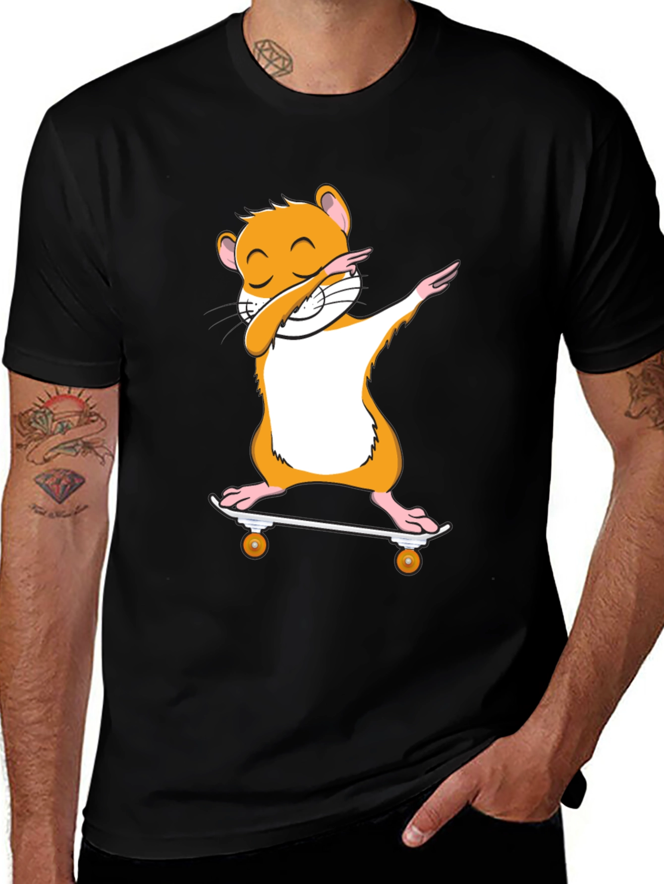 Variant 8 of Dabbing Hamster Skateboard T-Shirt - Cool Graphic Tee