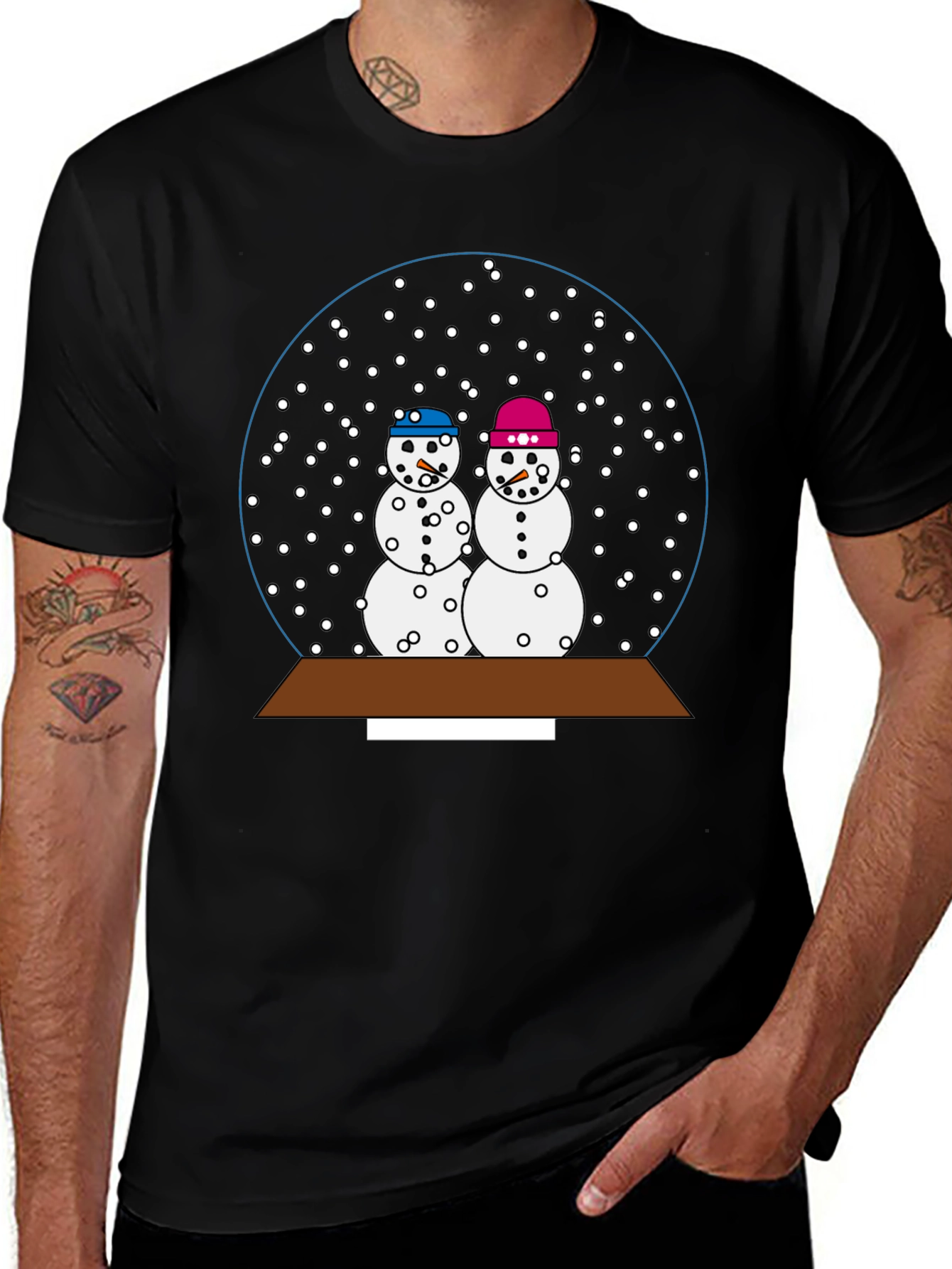 Variant 17 of Snow Globe Snowman Couple T-Shirt