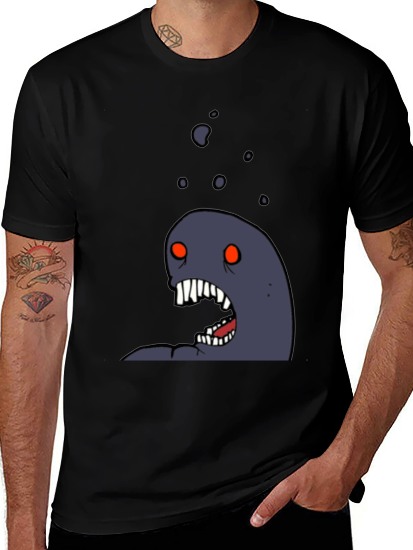 Variant 7 of Monster Graphic Print Black T-Shirt