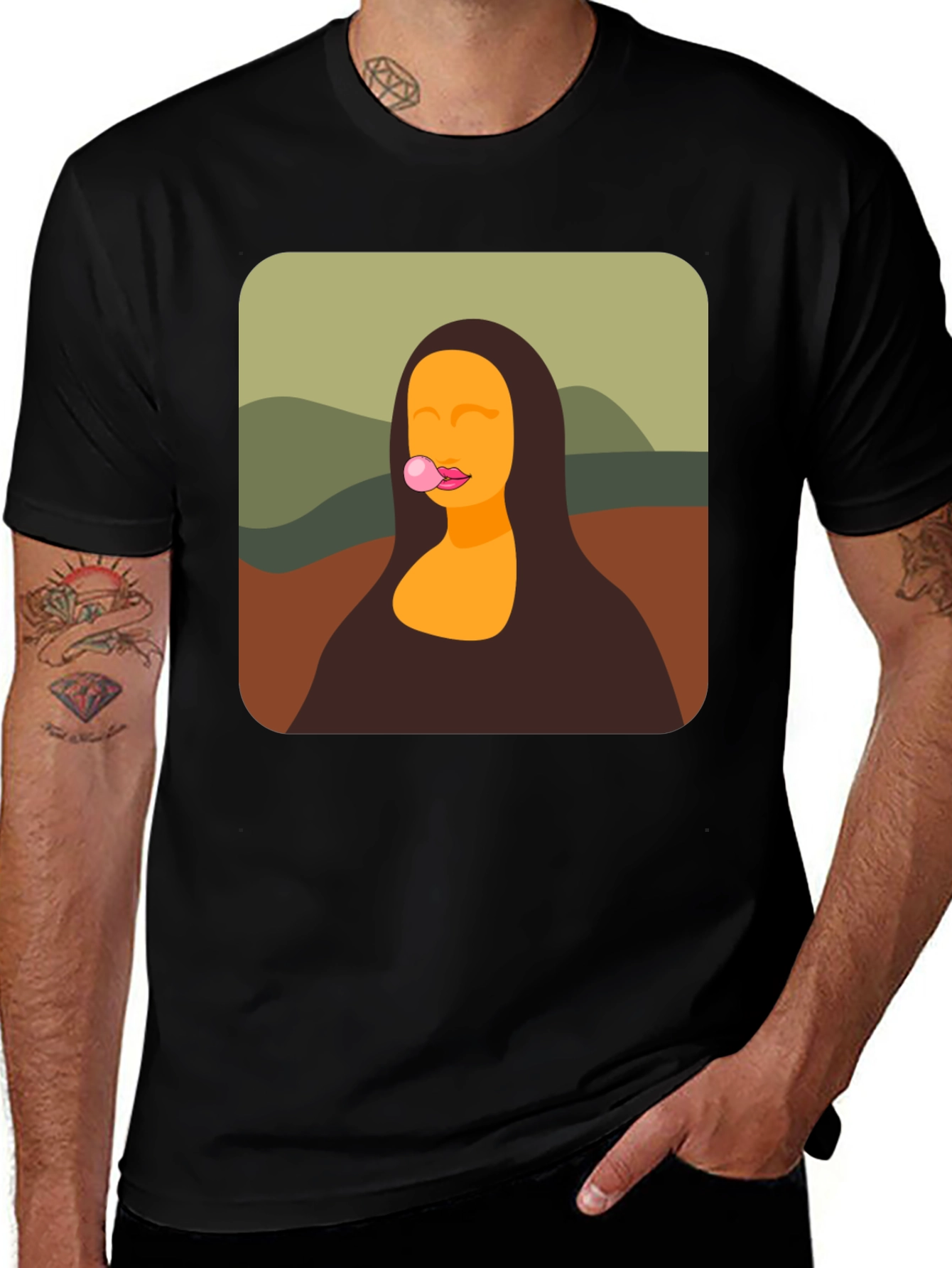 Variant 6 of Mona Lisa Bubble Gum Black T-Shirt