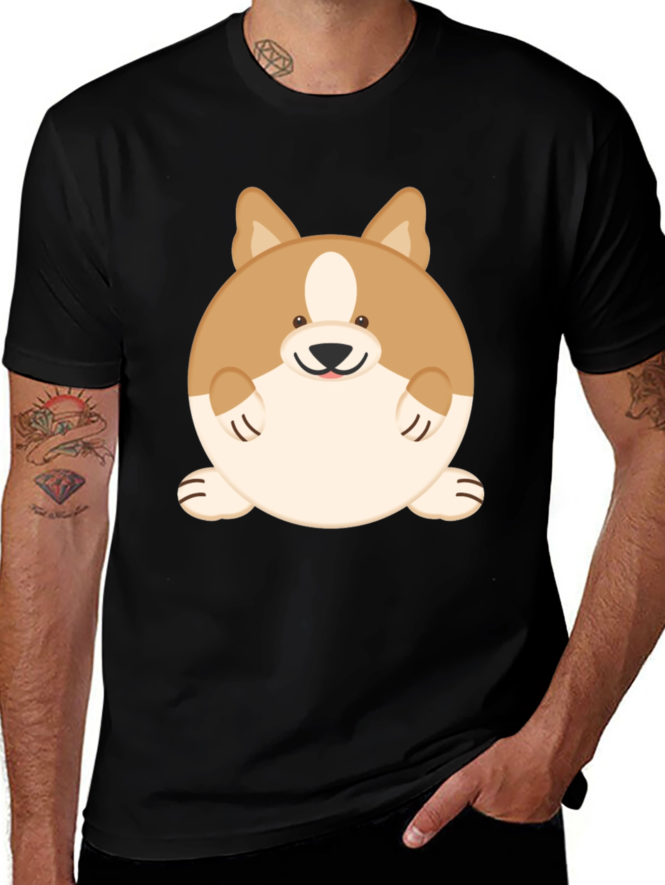 Variant 24 of Cute Corgi Graphic Tee - Round Corgi T-Shirt