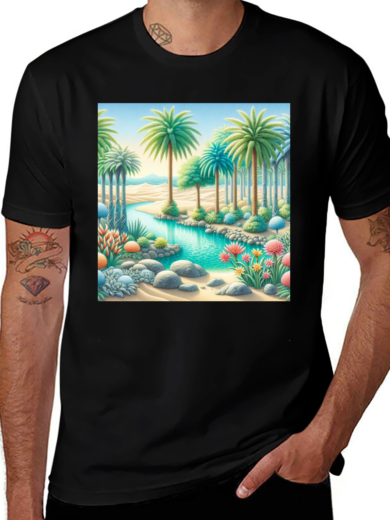 Tropical Oasis Graphic Tee - Palm Tree Paradise