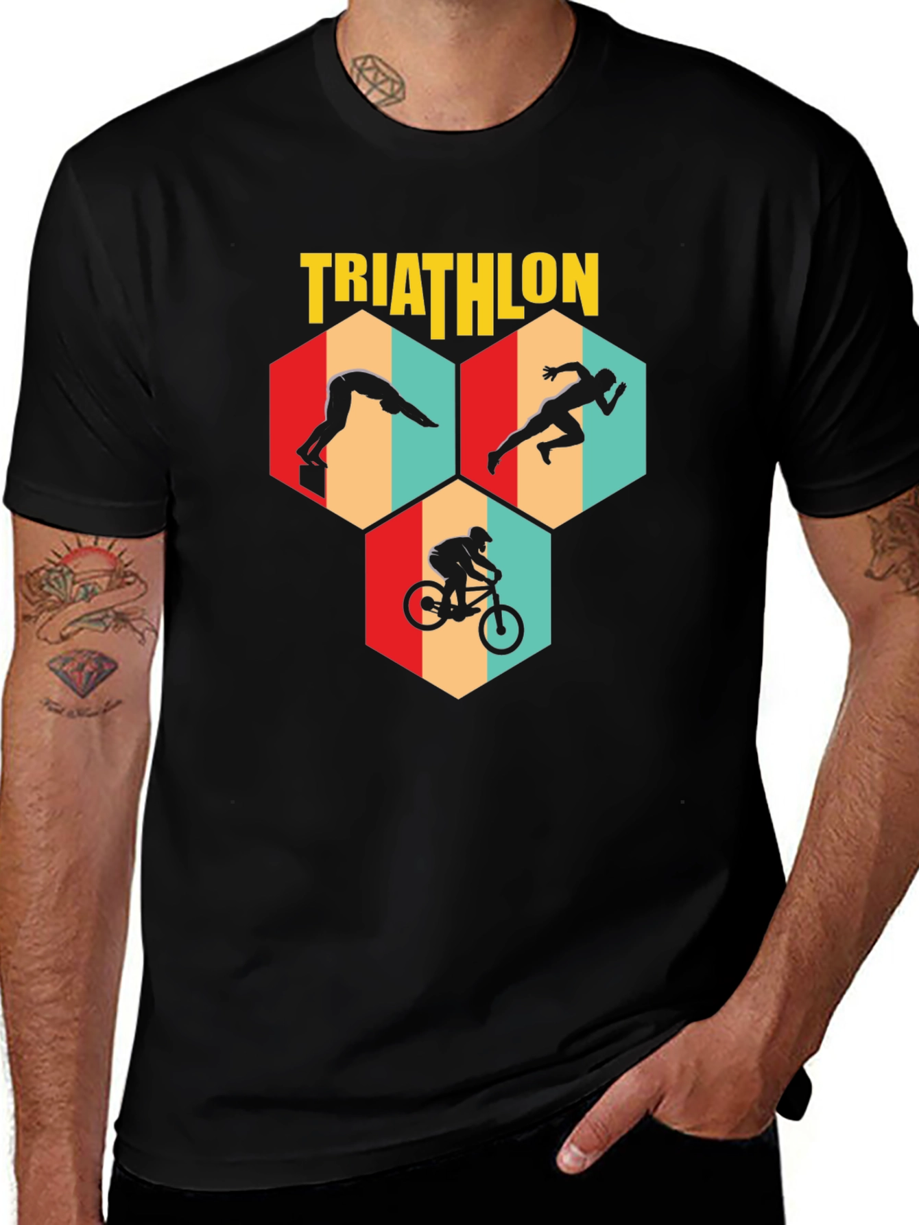 Variant 27 of Triathlon Graphic T-Shirt - Sporty Black Tee