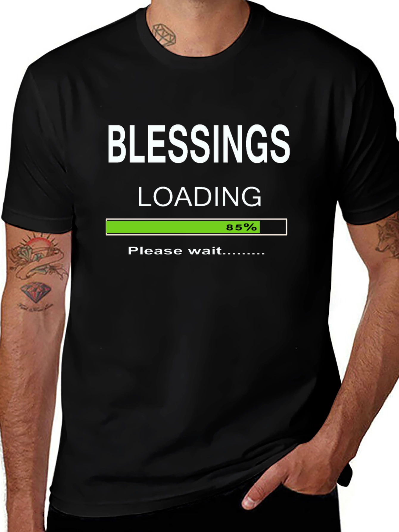 Variant 3 of Blessings Loading Black Graphic Tee