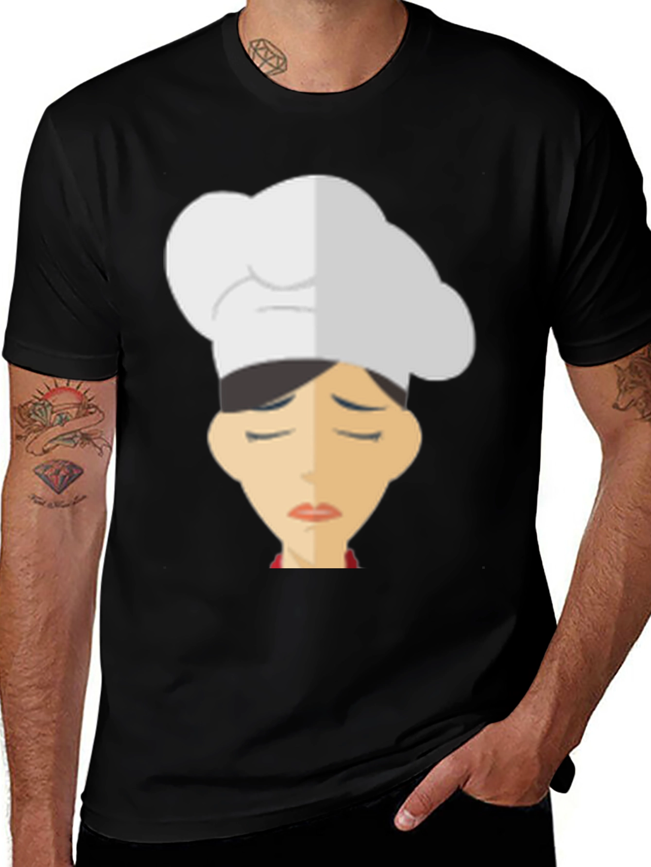 Chef Woman Graphic T-Shirt - Unisex Black Tee