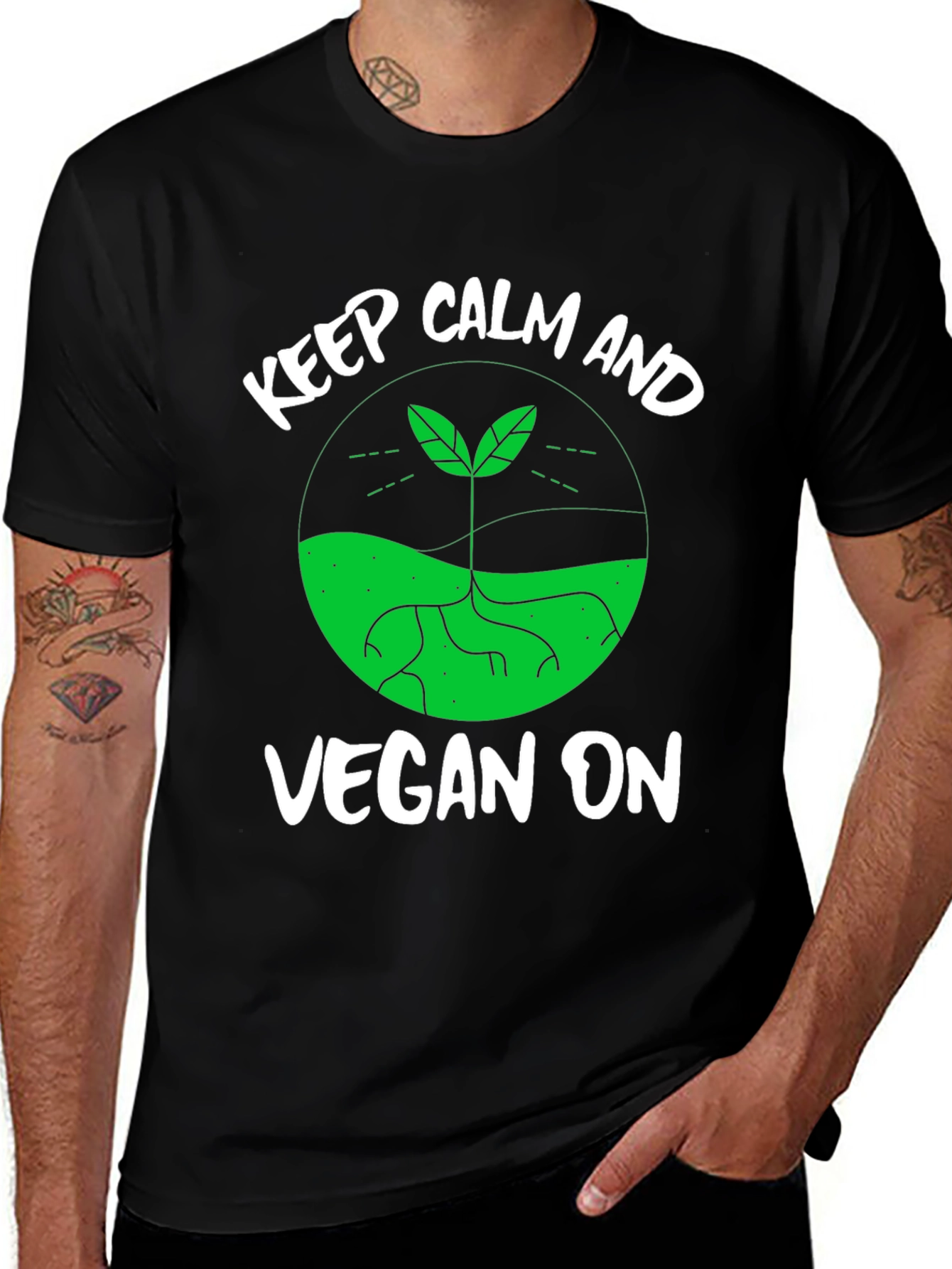 Variant 4 of Keep Calm and Vegan On T-Shirt