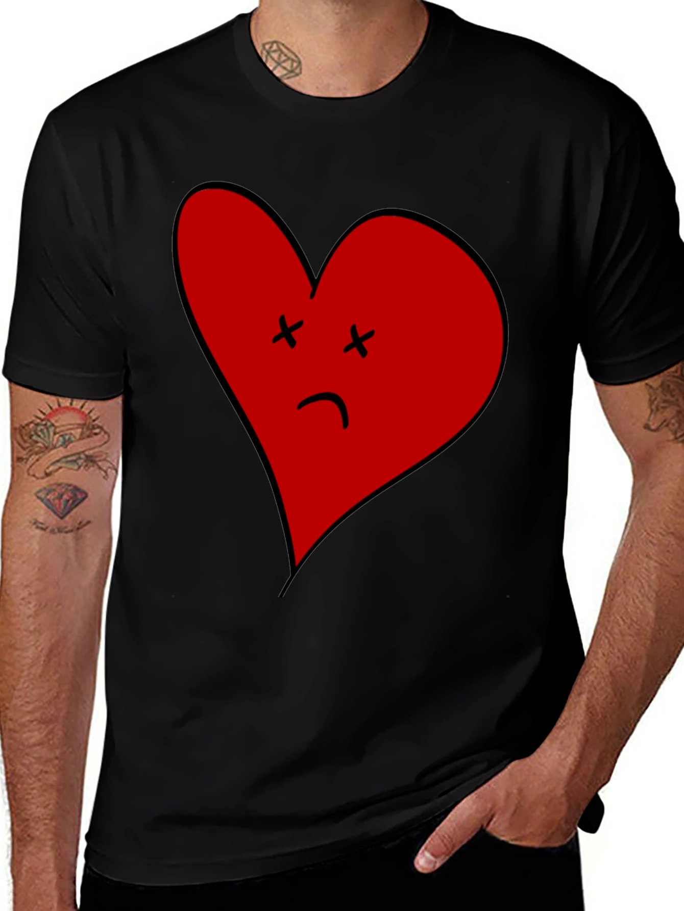 Sad Heart Graphic Tee - Unisex Black T-Shirt