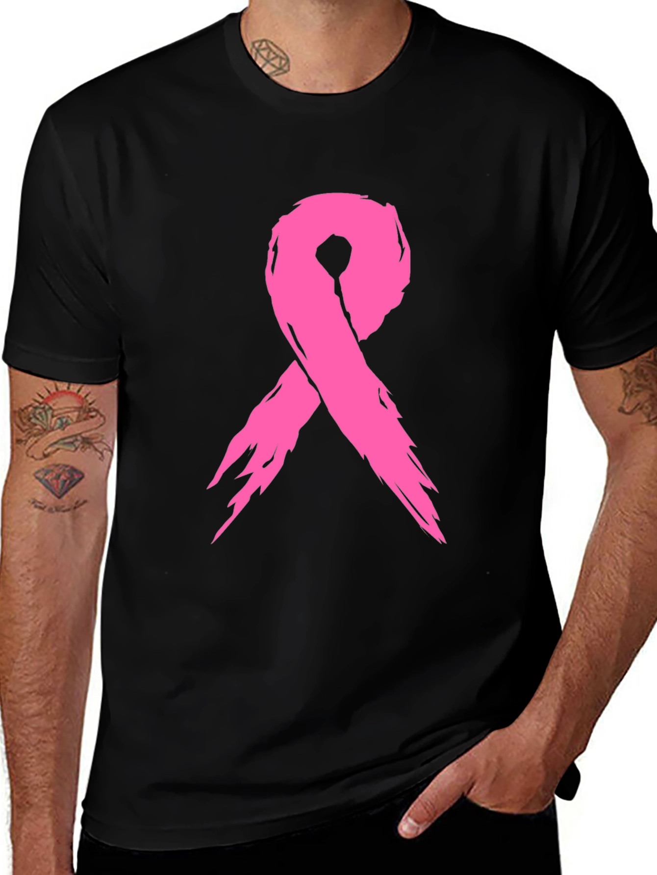 Variant 8 of Breast Cancer Awareness Ribbon Black Tee