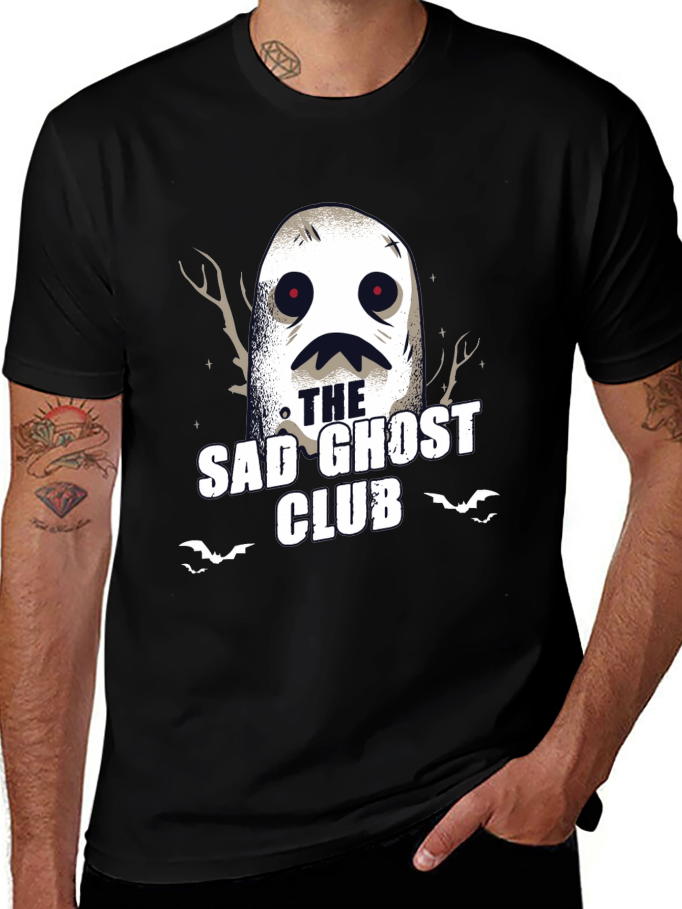 Variant 10 of Sad Ghost Club Graphic Tee - Stylish Spooky T-Shirt