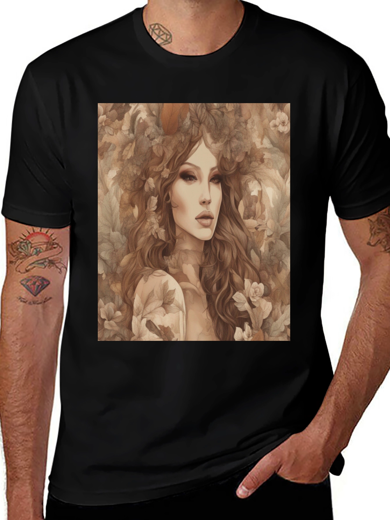 Variant 9 of Nature Portrait Graphic Tee - Black Unisex