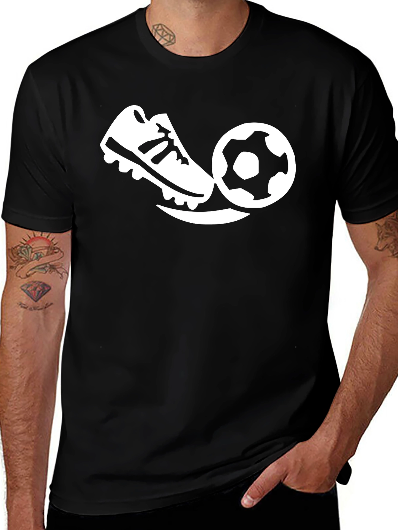 Variant 12 of Soccer Shoe and Ball Graphic Tee - Black