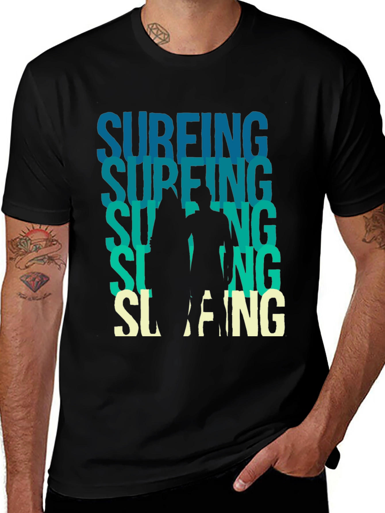 Variant 14 of Surfing Graphic Tee - Cool Waves & Beach Vibes