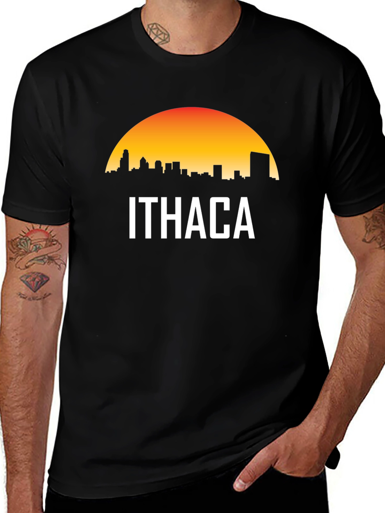 Variant 7 of Ithaca Skyline T-Shirt - Sunset Silhouette Tee