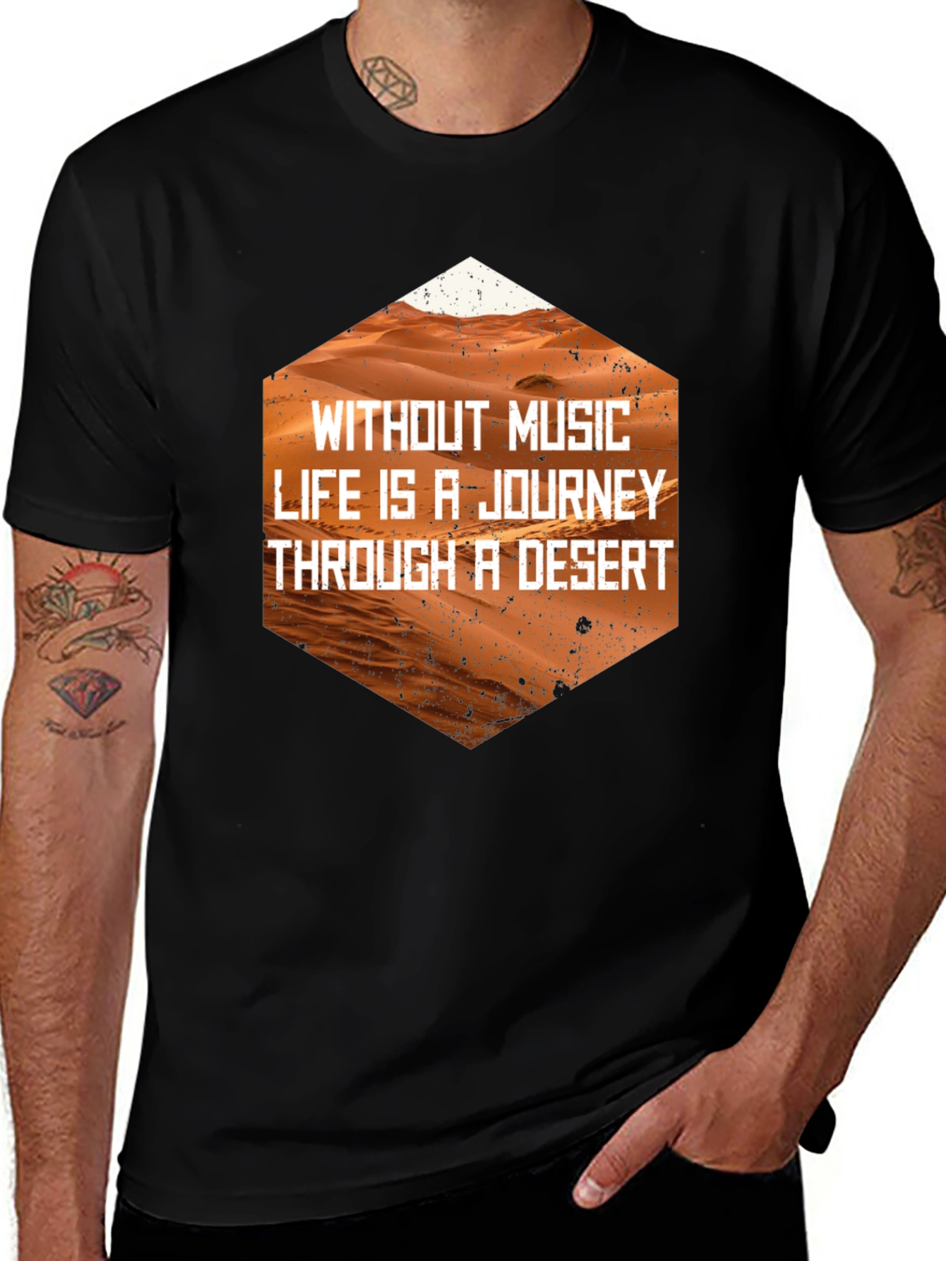 Variant 22 of Music is Life Desert Journey Black Tee