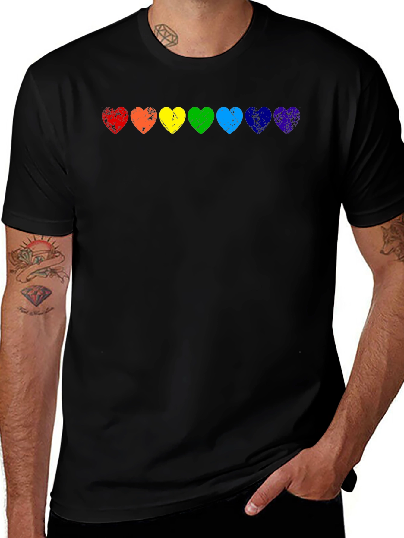 Variant 20 of Rainbow Hearts Graphic T-Shirt - Pride Tee