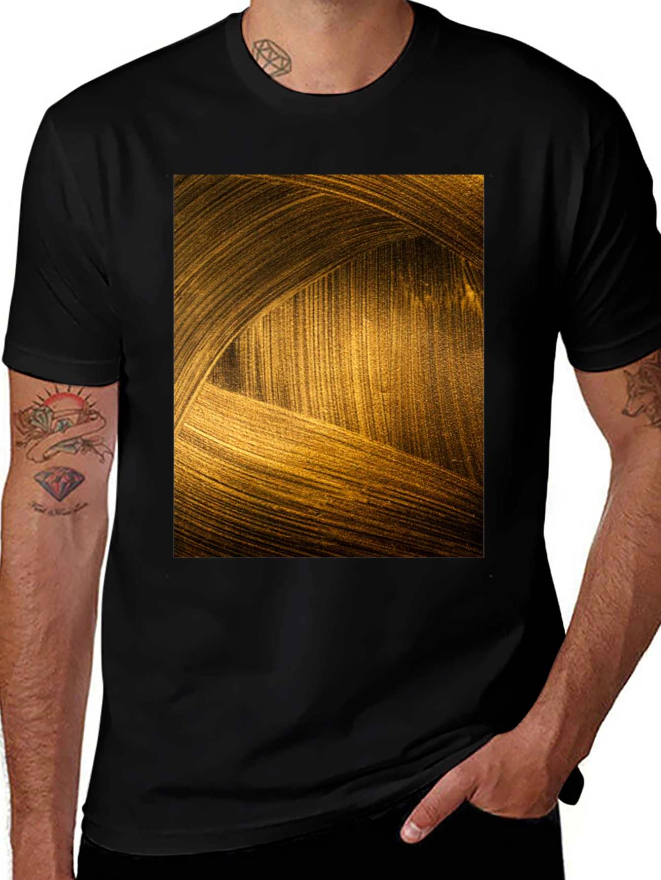 Variant 17 of Abstract Gold Swirl Graphic T-Shirt
