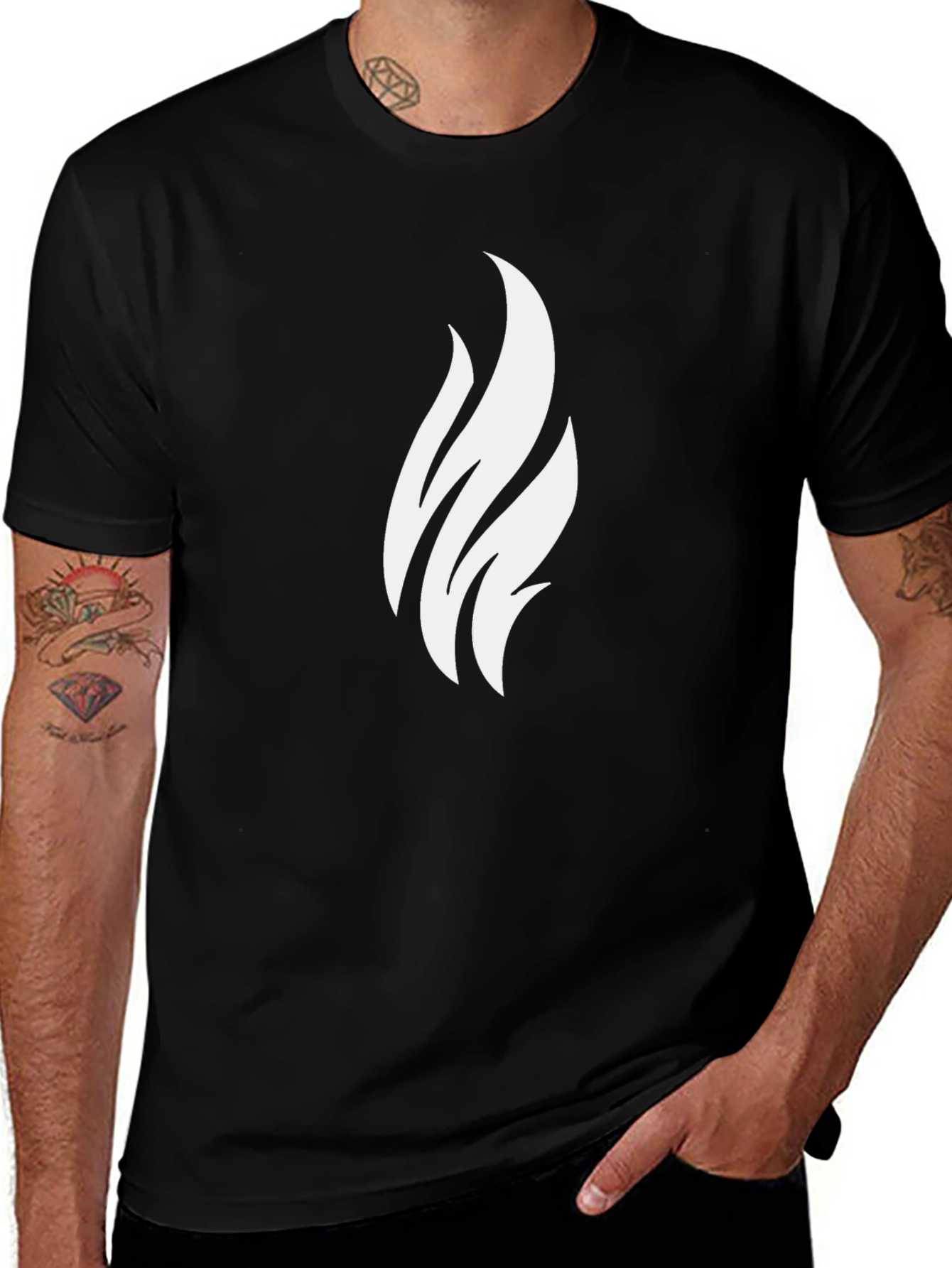 Variant 28 of Black T-Shirt with Abstract Flame Graphic