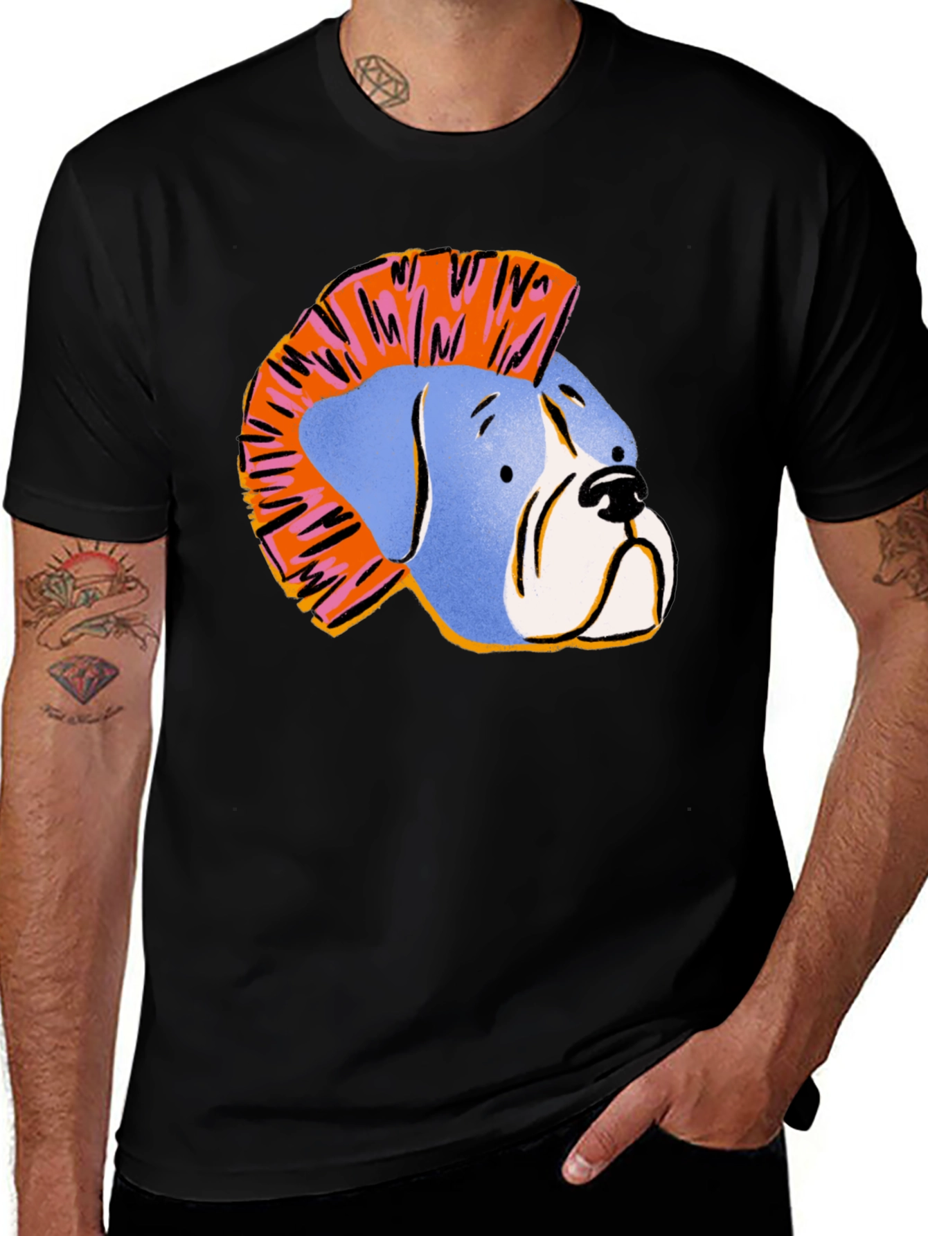 Variant 30 of Punk Rock Dog Graphic Tee - Black Cotton T-Shirt
