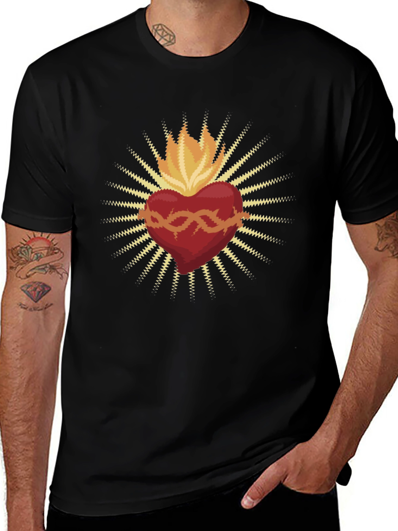 Variant 26 of Sacred Heart Graphic Tee - Mens Black T-Shirt