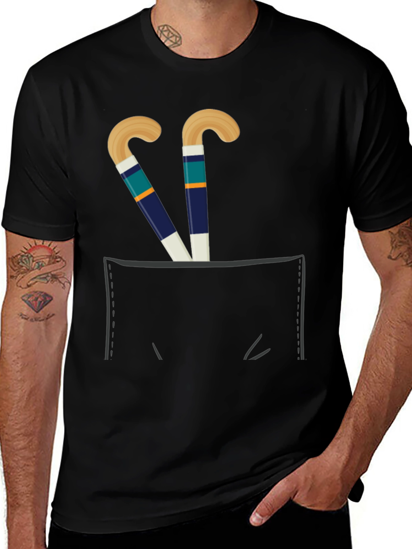 Variant 10 of Hockey Sticks Pocket T-Shirt - Sports Fan Tee