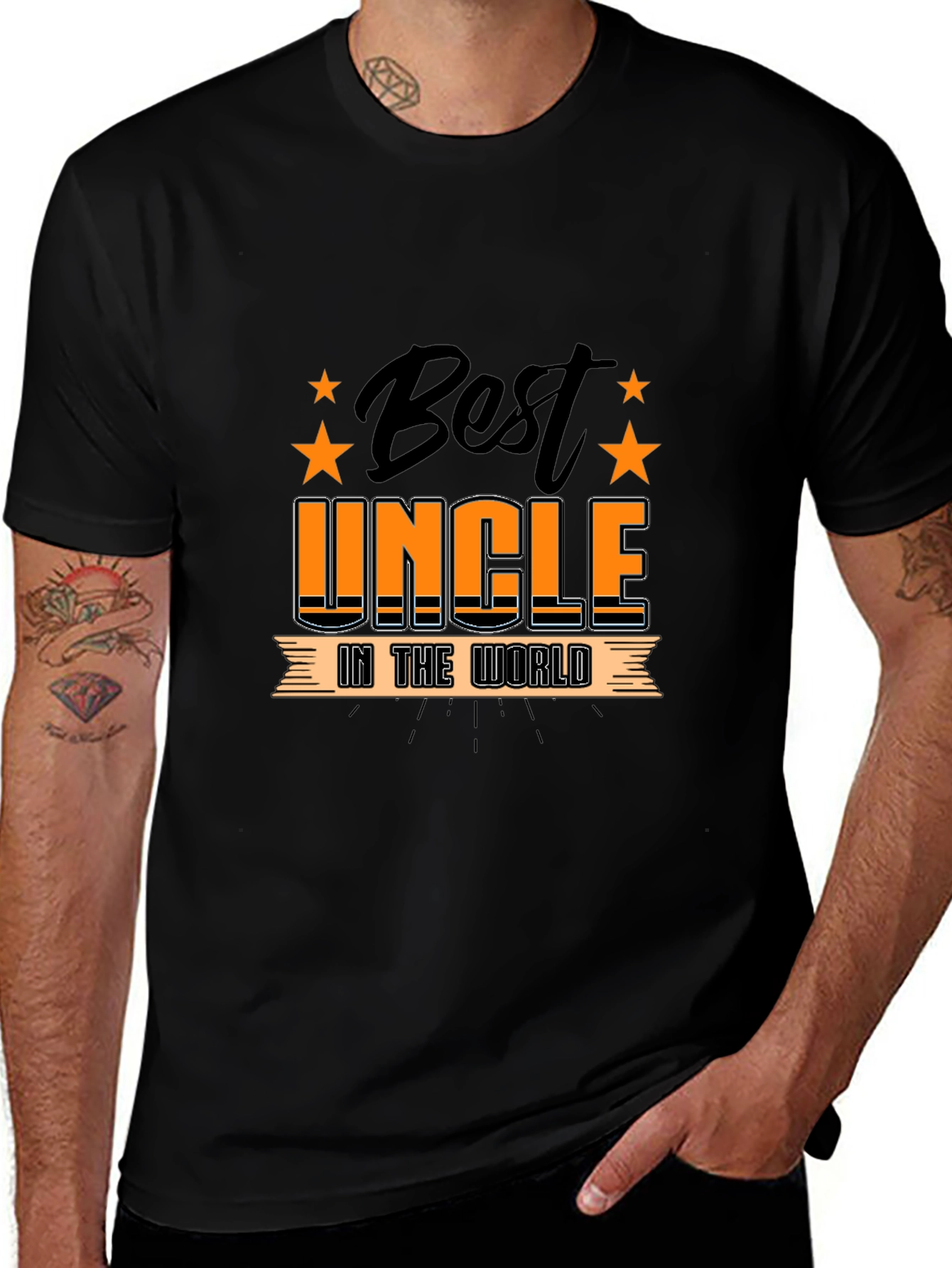 Best Uncle in the World Graphic Tee - Black Cotton Blend
