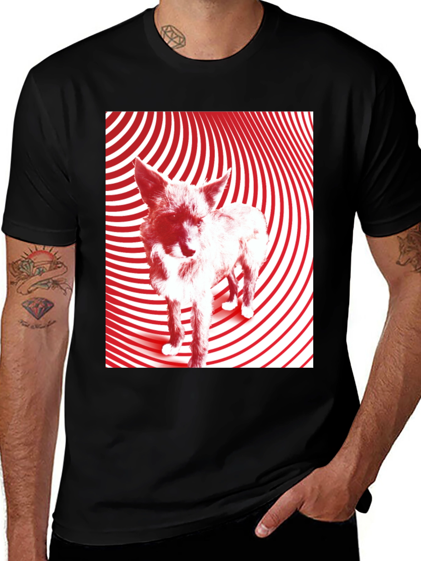Variant 11 of Red Wolf Graphic Black T-Shirt