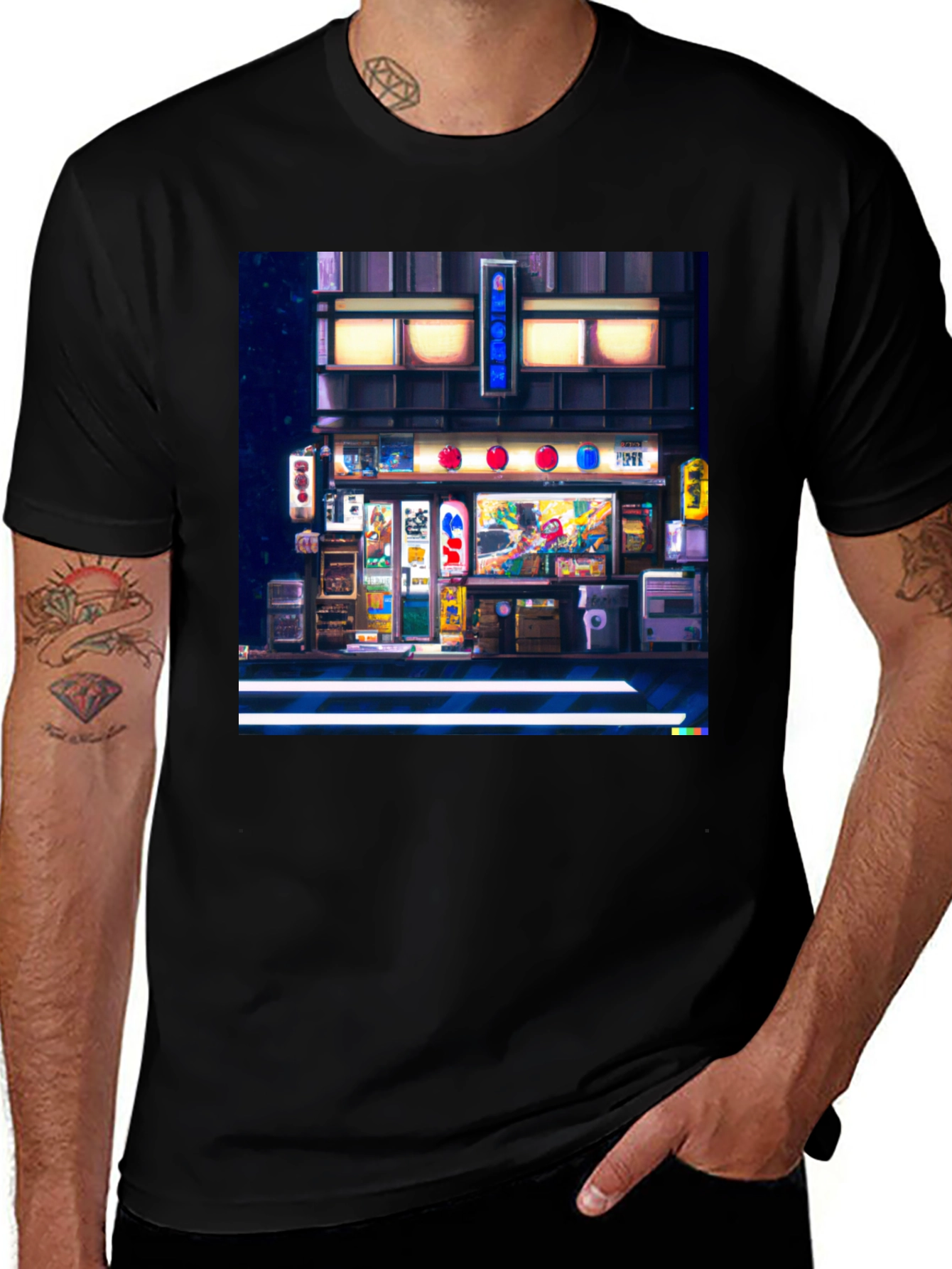Variant 28 of Pixel Art Japanese Street T-Shirt